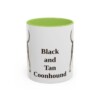 11oz Black and Tan Coonhound Mug, Light Green, front view