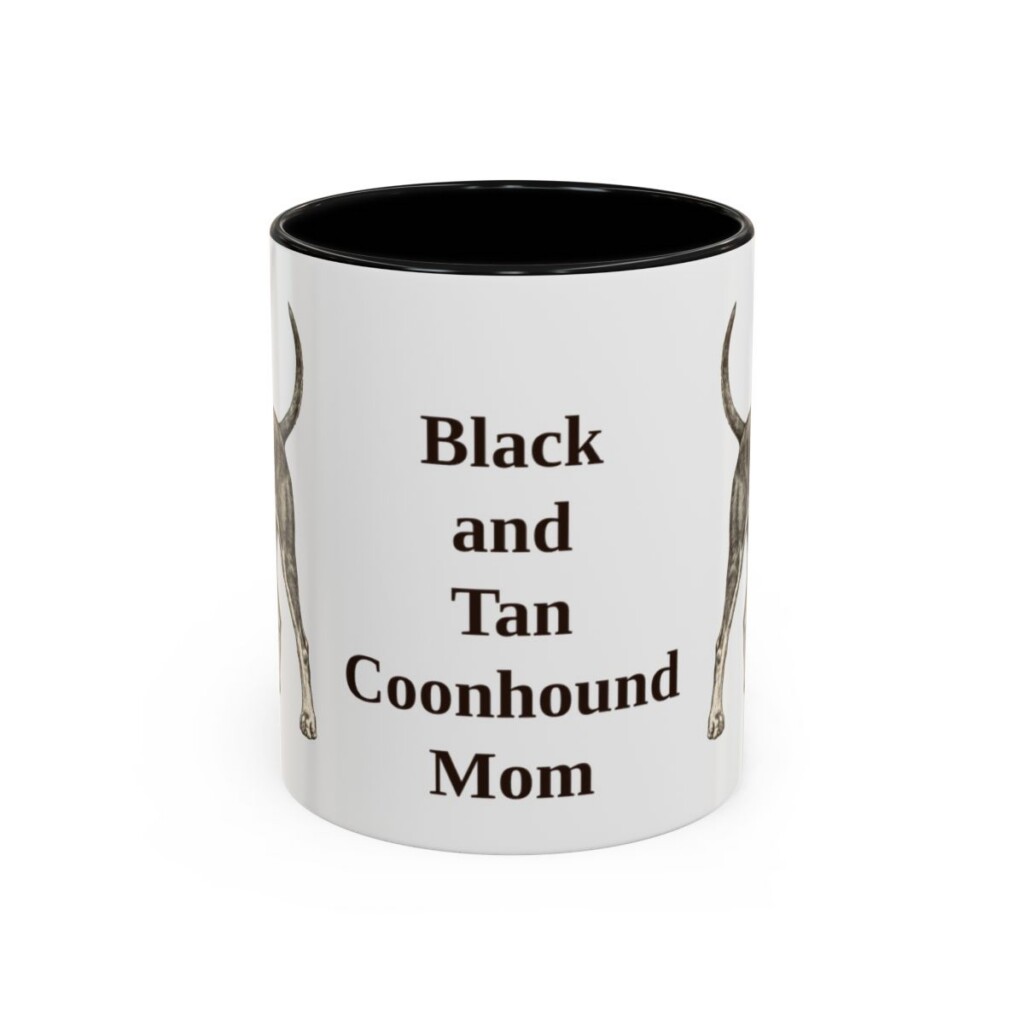 11oz-black-and-tan-coonhound-mug-mom-black-front 11oz Black and Tan Coonhound Dog Mom Mug, Black, front view