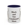 11oz-black-and-tan-coonhound-mug-mom-navy 11oz Black and Tan Coonhound Dog Mom Mug, Navy, front view