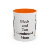 11oz-black-and-tan-coonhound-mug-mom-orange 11oz Black and Tan Coonhound Dog Mom Mug, Orange, front view