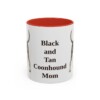 11oz-black-and-tan-coonhound-mug-mom-red 11oz Black and Tan Coonhound Dog Mom Mug, Red, front view