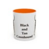 11oz Black and Tan Coonhound Mug, Orange, front view