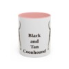 11oz Black and Tan Coonhound Mug, Pink, front view