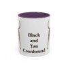 11oz Black and Tan Coonhound Mug, Purple, front view