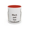 11oz Black and Tan Coonhound Mug, Red, front view