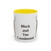 11oz Black and Tan Coonhound Mug, Yellow, front view