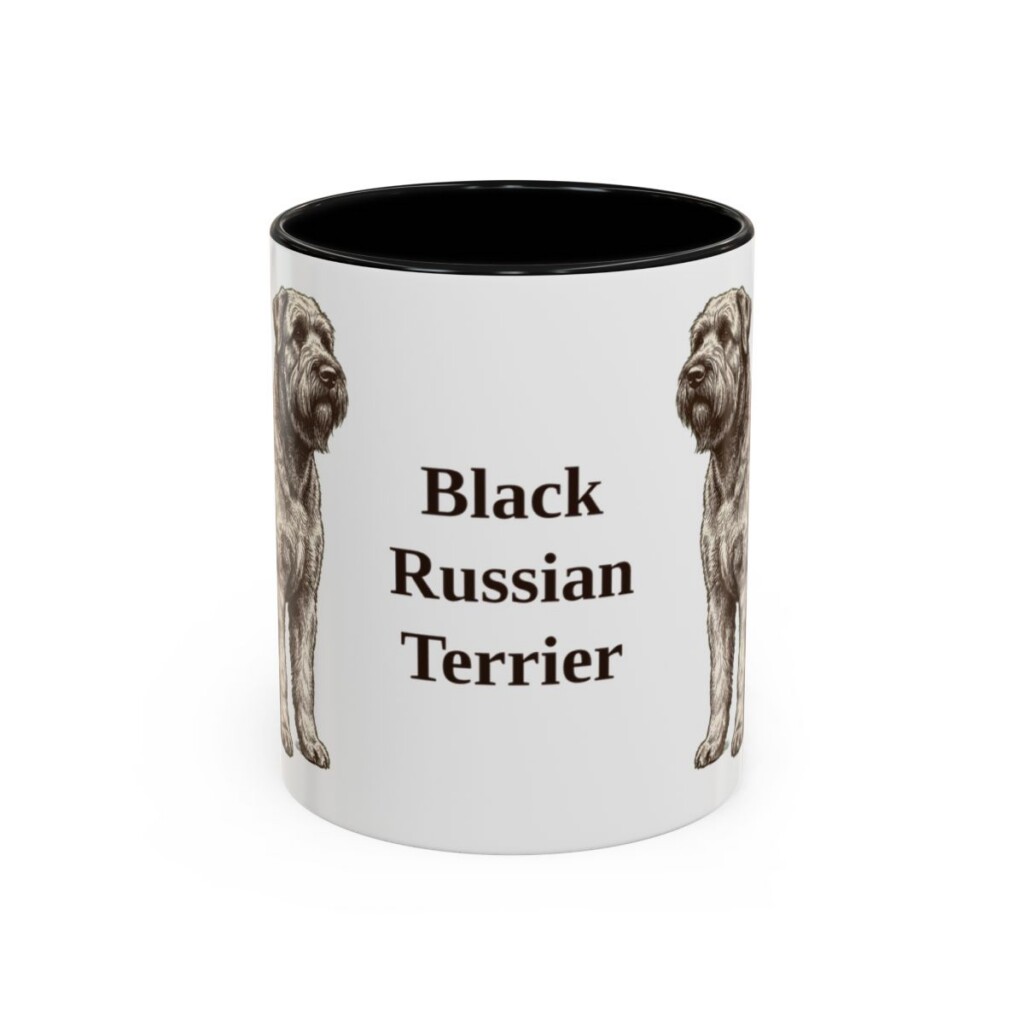11oz Black Russian Terrier Mug, Black, front view