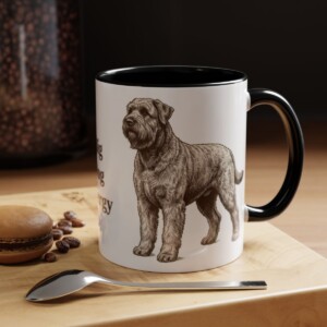 11oz Funny Black Russian Terrier Mug, Black, lifestyle photo