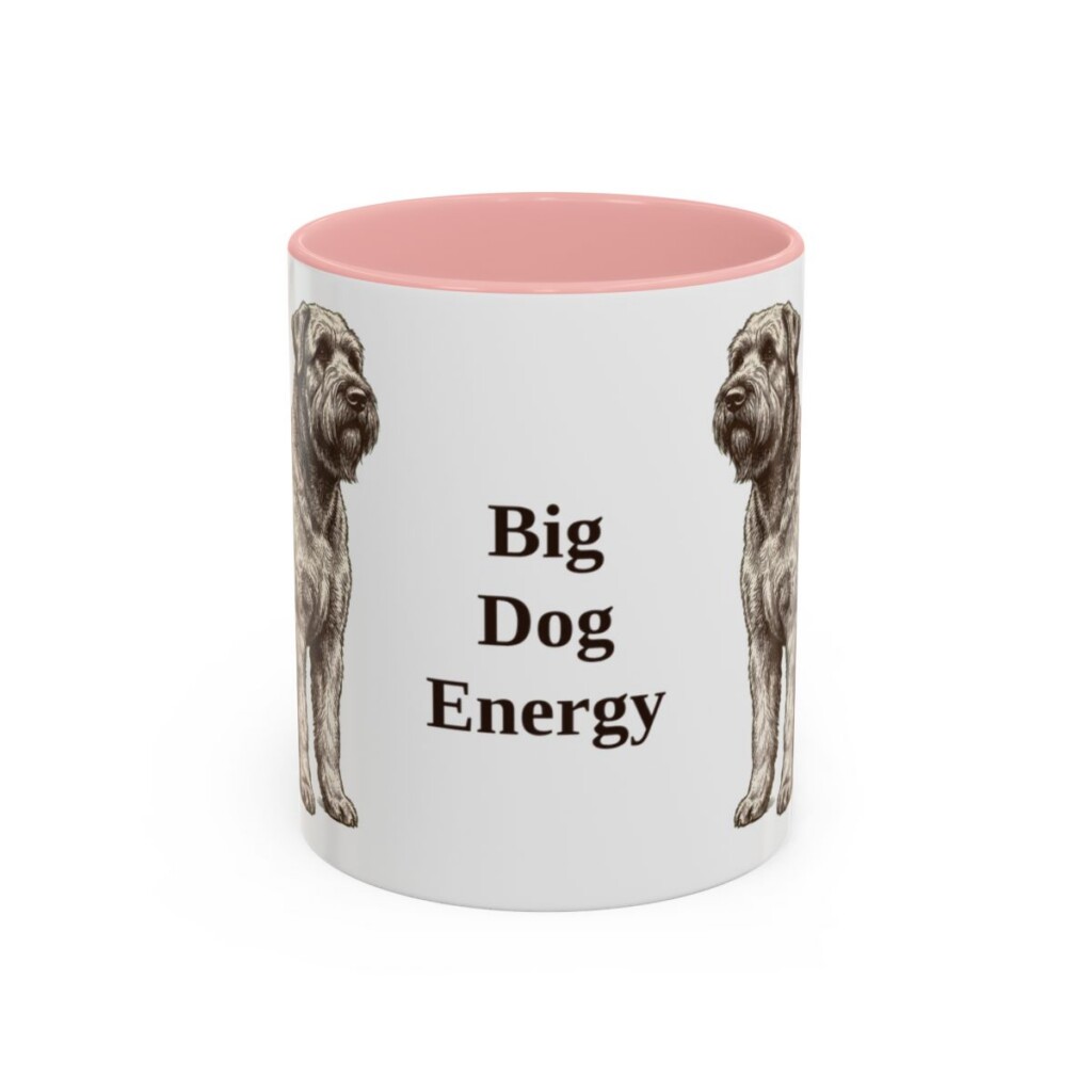11oz Funny Black Russian Terrier Mug, Pink, front view