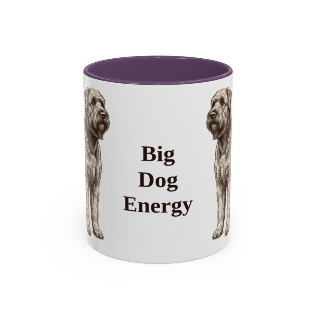 11oz Funny Black Russian Terrier Mug, Purple, front view