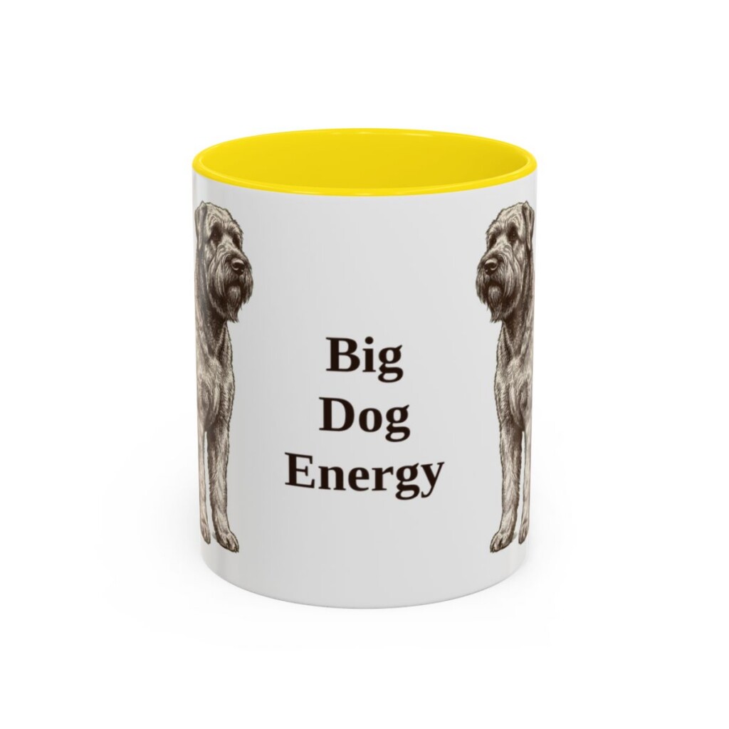 11oz Funny Black Russian Terrier Mug, Yellow, front view