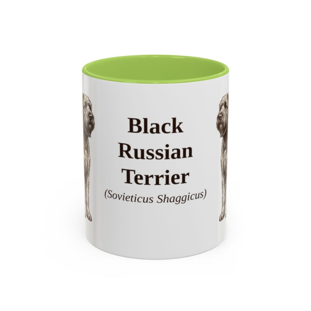 11oz-black-russian-terrier-mug-latin-light-green 11oz Black Russian Terrier Latin Mug, Light Green, front view