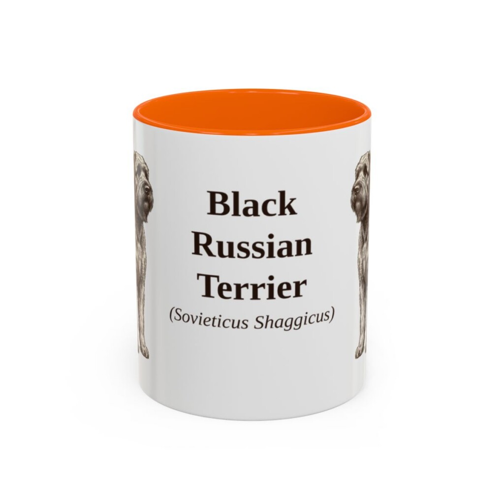 11oz-black-russian-terrier-mug-latin-orange 11oz Black Russian Terrier Latin Mug, Orange, front view