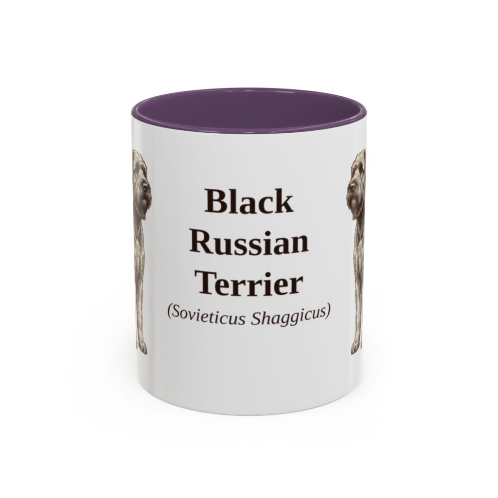 11oz-black-russian-terrier-mug-latin-purple 11oz Black Russian Terrier Latin Mug, Purple, front view