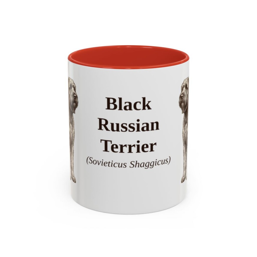 11oz-black-russian-terrier-mug-latin-red 11oz Black Russian Terrier Latin Mug, Red, front view