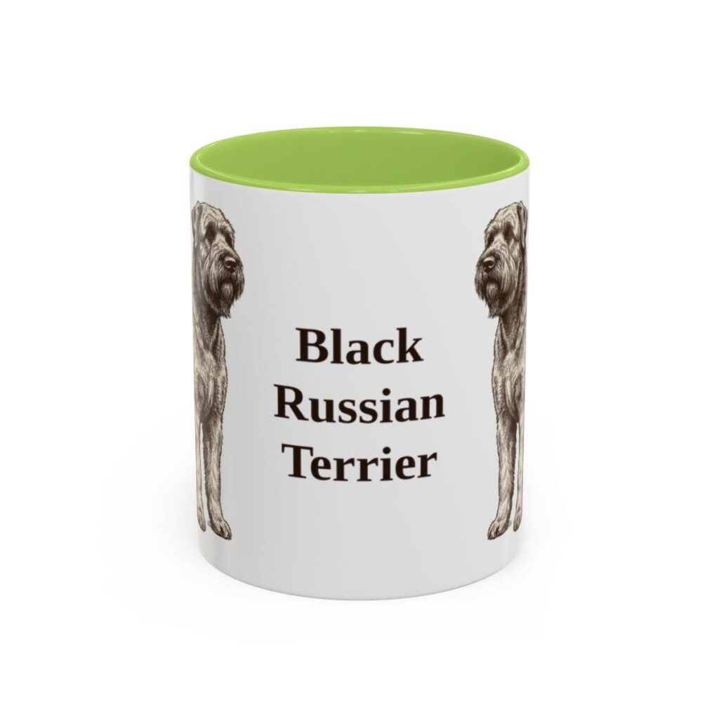 11oz Black Russian Terrier Mug, Light Green, front view