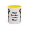 11oz Black Russian Terrier Dog Mom Mug, Yellow, front view