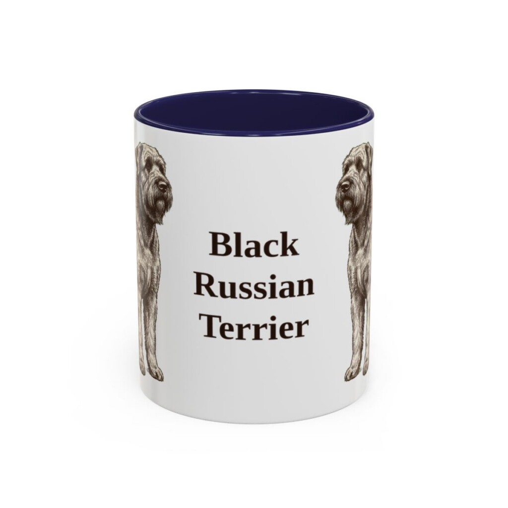 11oz Black Russian Terrier Mug, Navy, front view