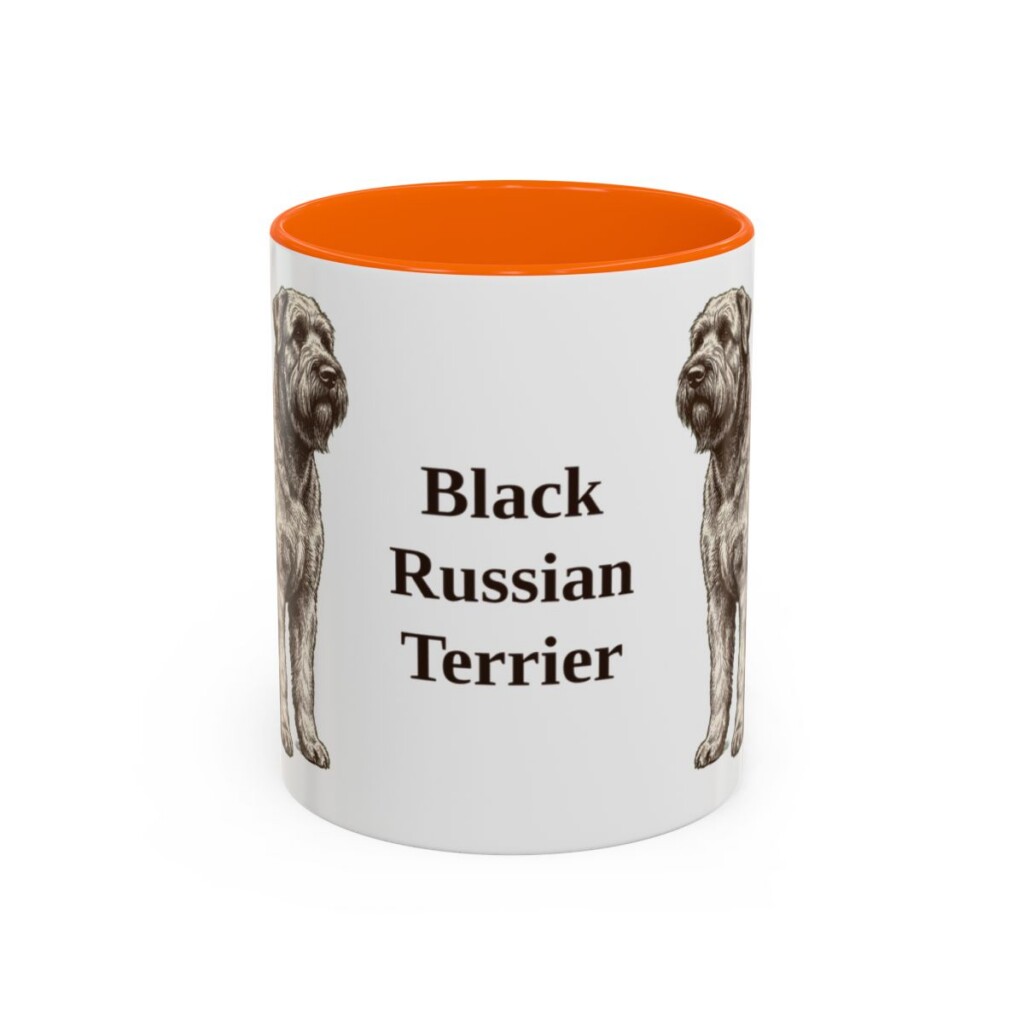 11oz Black Russian Terrier Mug, Orange, front view