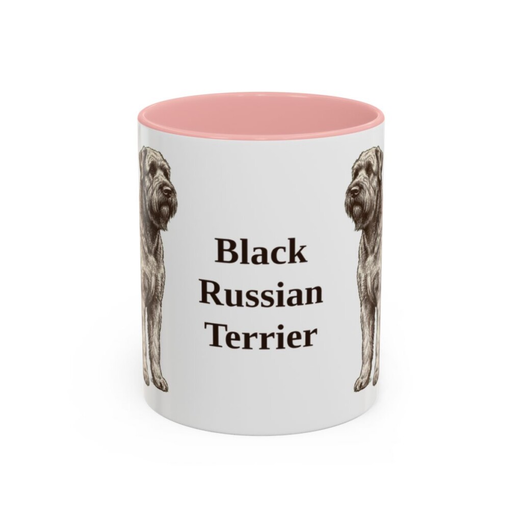 11oz Black Russian Terrier Mug, Pink, front view