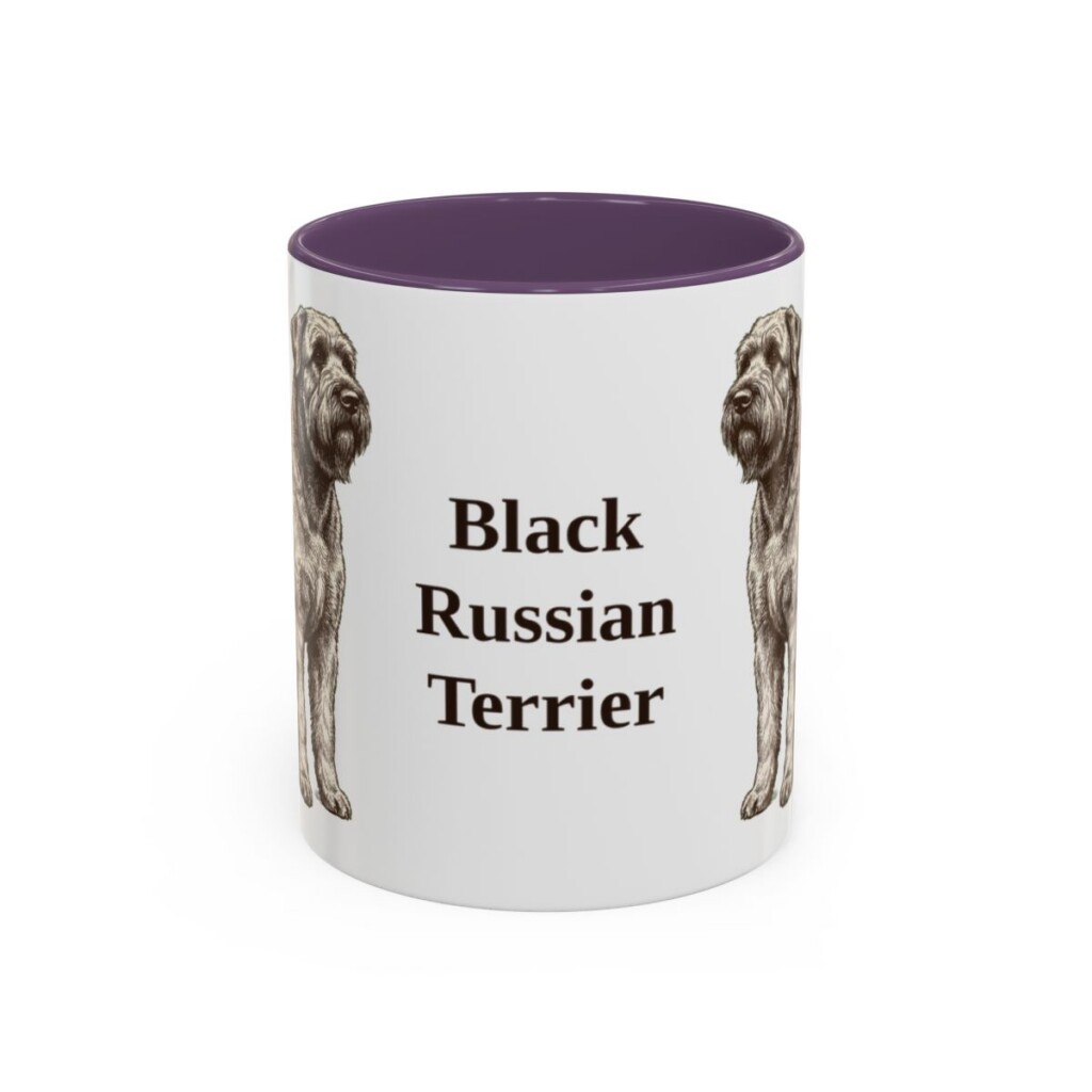 11oz Black Russian Terrier Mug, Purple, front view