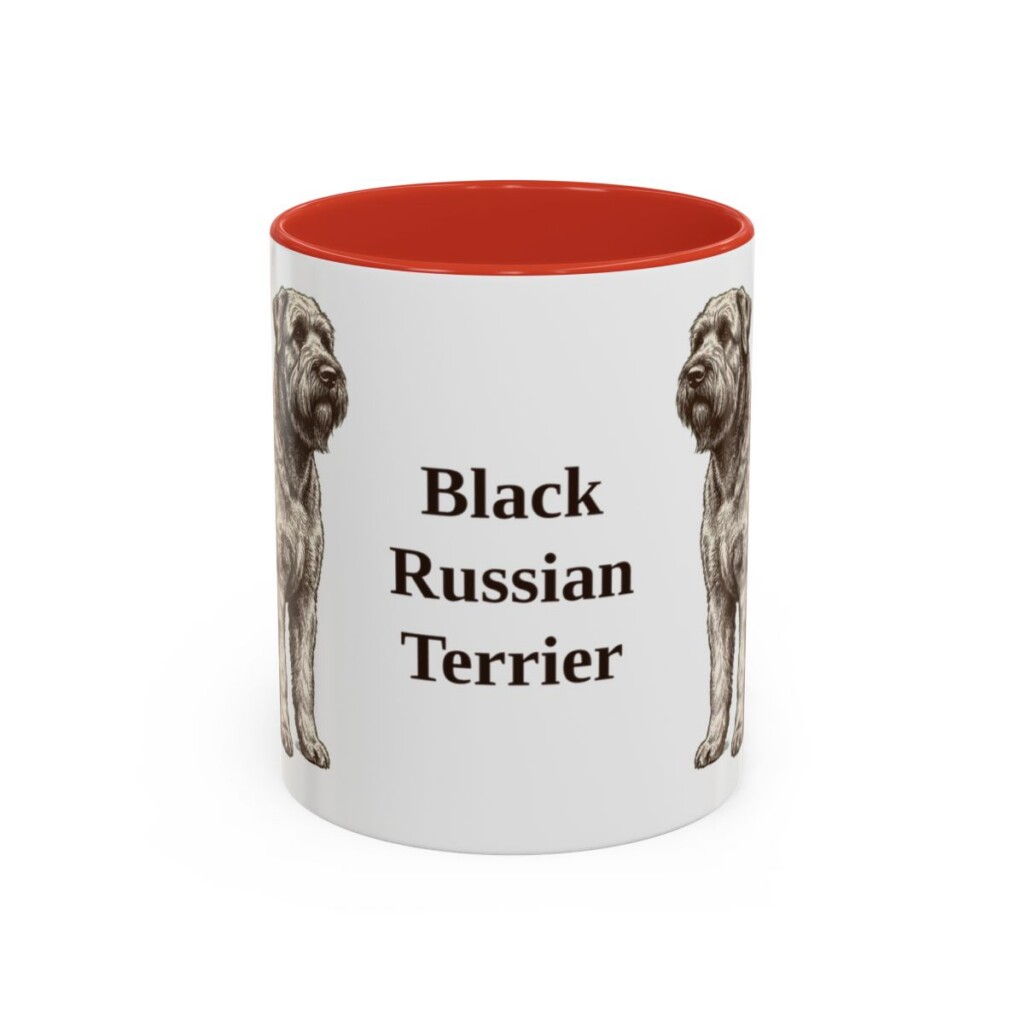 11oz Black Russian Terrier Mug, Red, front view
