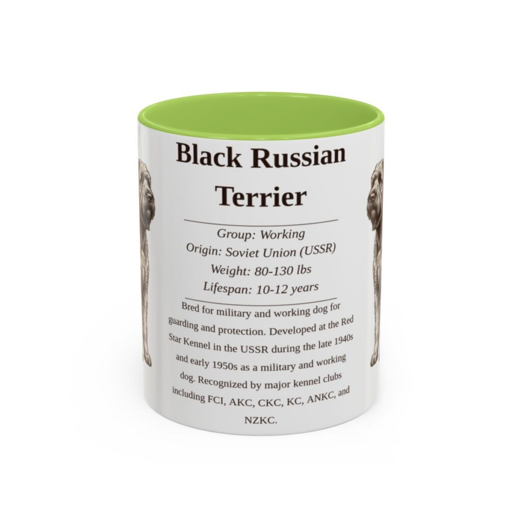 11oz-black-russian-terrier-mug-writeup-light-green 11oz Black Russian Terrier Mug, Light Green, front view