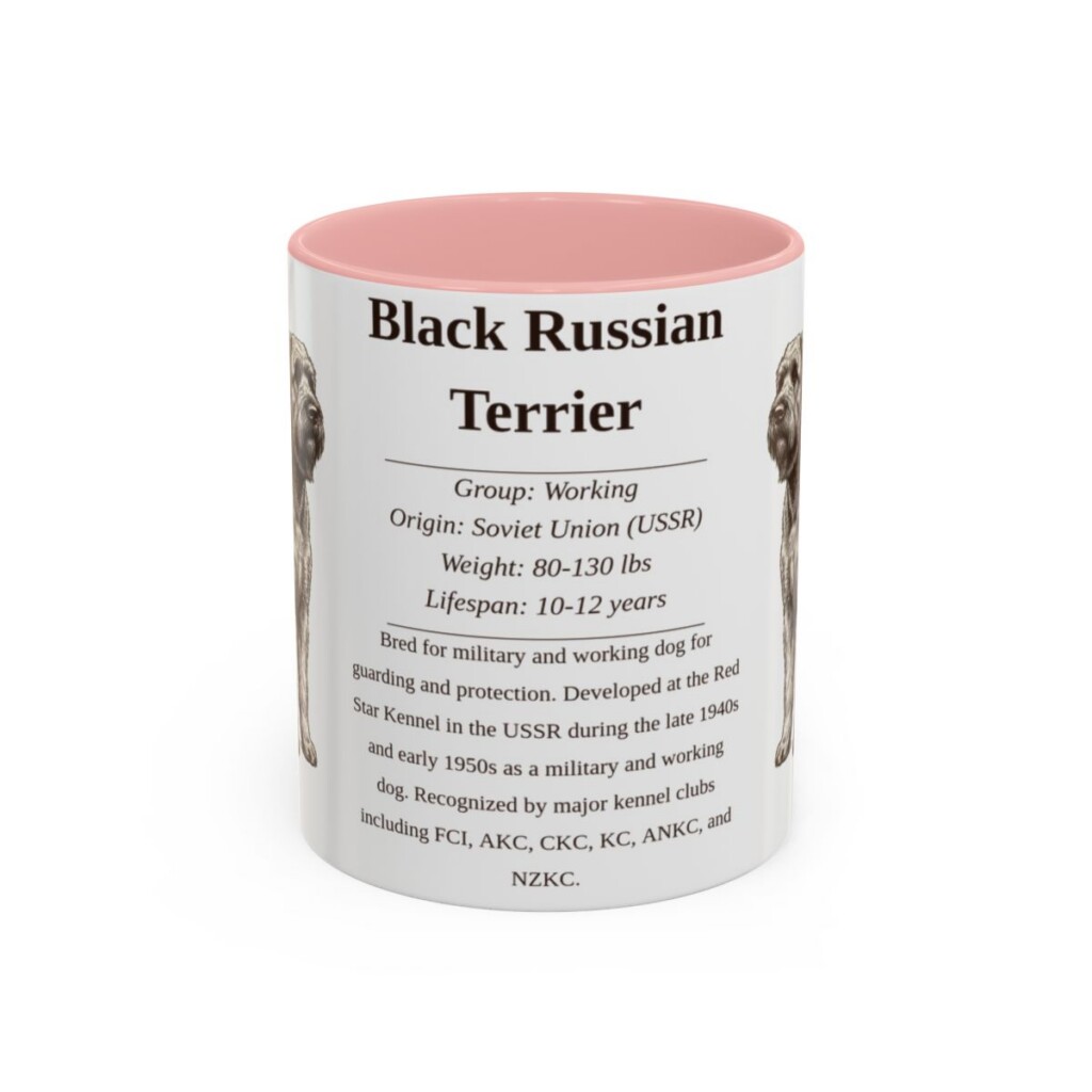 11oz-black-russian-terrier-mug-writeup-pink 11oz Black Russian Terrier Mug, Pink, front view