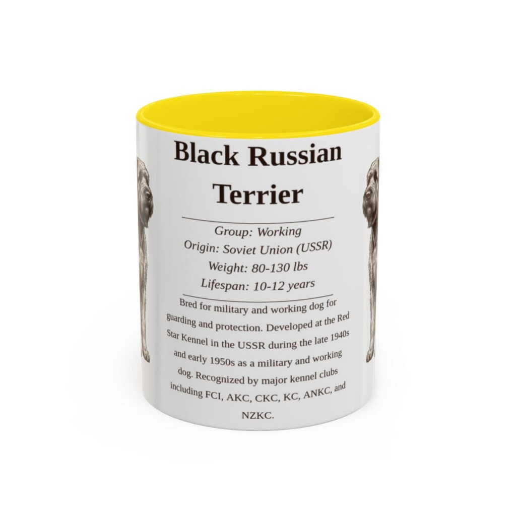 11oz-black-russian-terrier-mug-writeup-yellow 11oz Black Russian Terrier Mug, Yellow, front view