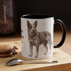 11oz Blue Heeler Dog Dad Mug, Black, lifestyle photo