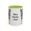 11oz Blue Heeler Dog Dad Mug, Light Green, front view