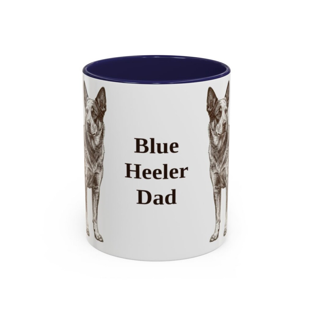 11oz Blue Heeler Dog Dad Mug, Navy, front view