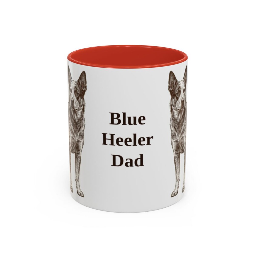 11oz Blue Heeler Dog Dad Mug, Red, front view
