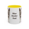 11oz Blue Heeler Dog Dad Mug, Yellow, front view