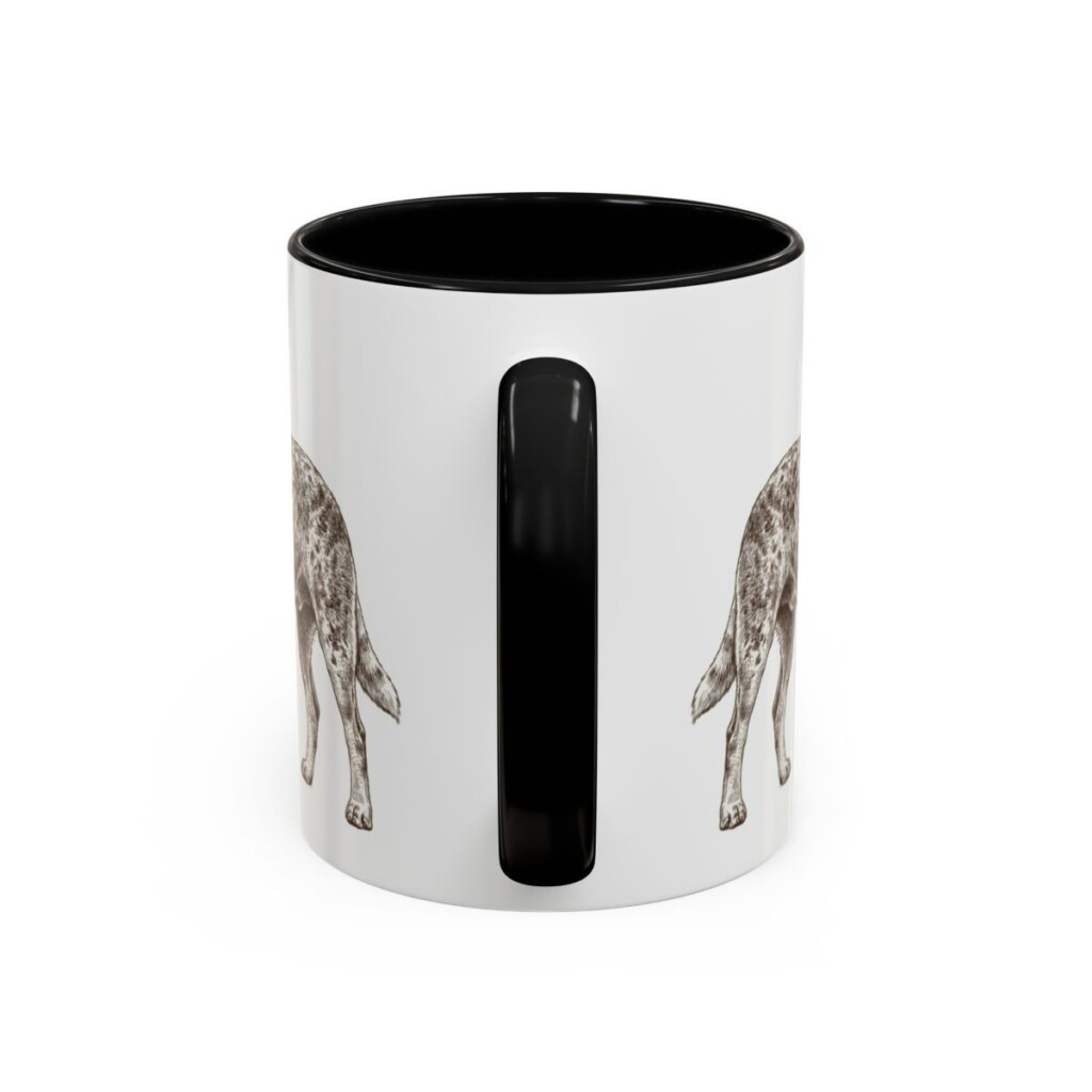 11oz Blue Heeler Latin Mug, Black, back view