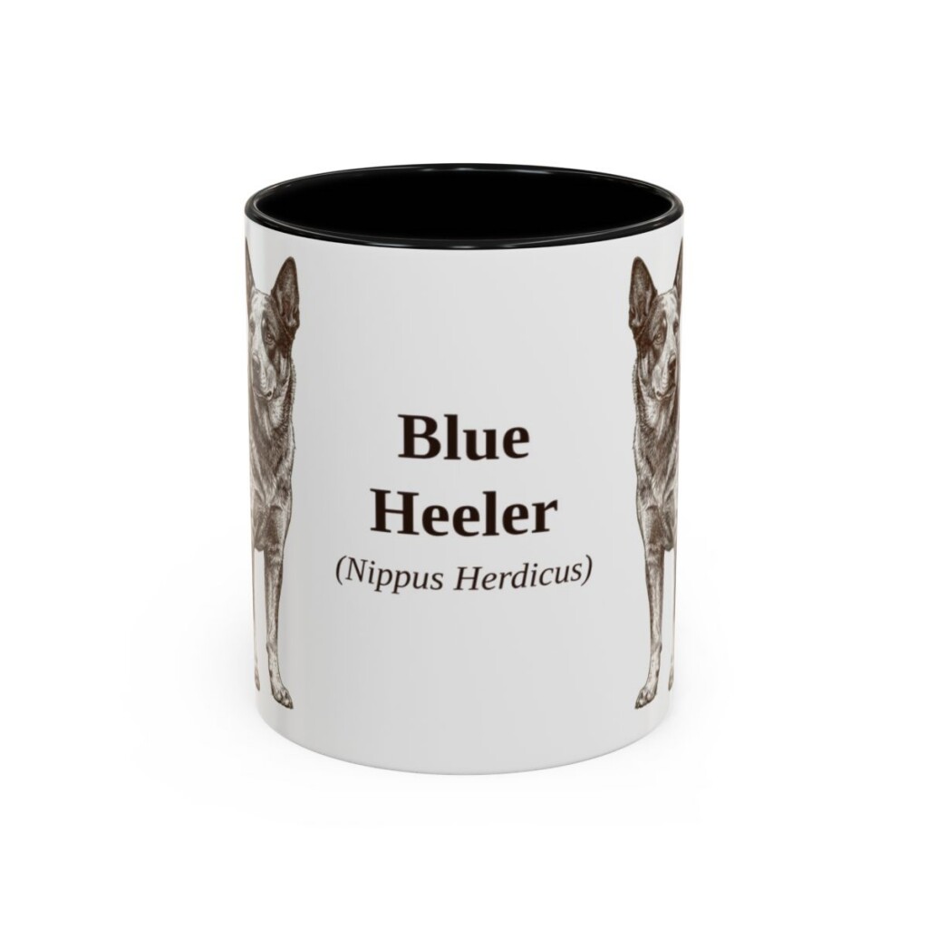 11oz Blue Heeler Latin Mug, Black, front view