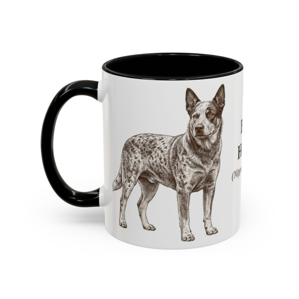 11oz Blue Heeler Latin Mug, Black, left side view