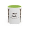 11oz Blue Heeler Latin Mug, Light Green, front view