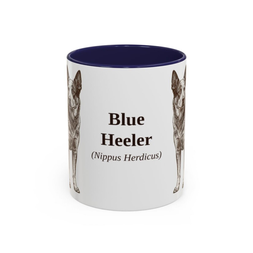 11oz Blue Heeler Latin Mug, Navy, front view