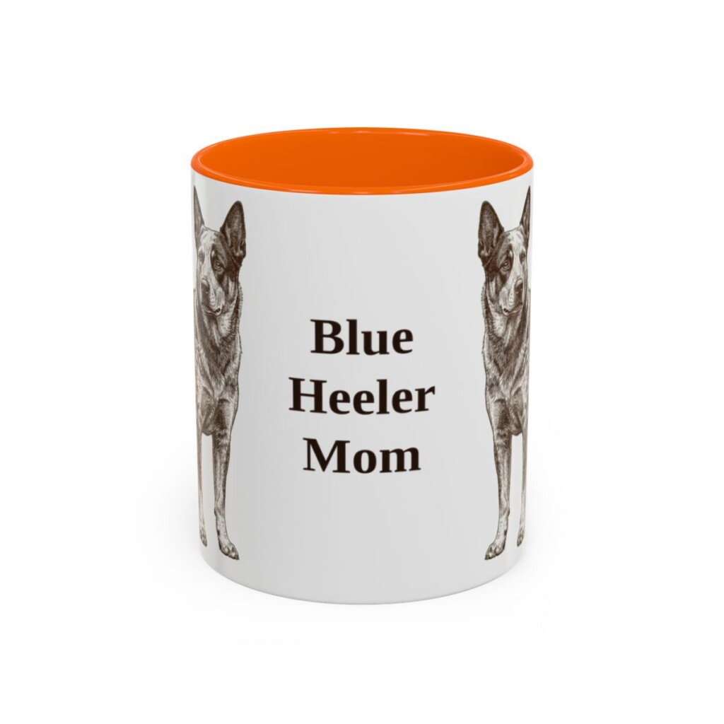 11oz Blue Heeler Dog Mom Mug, Orange, front view