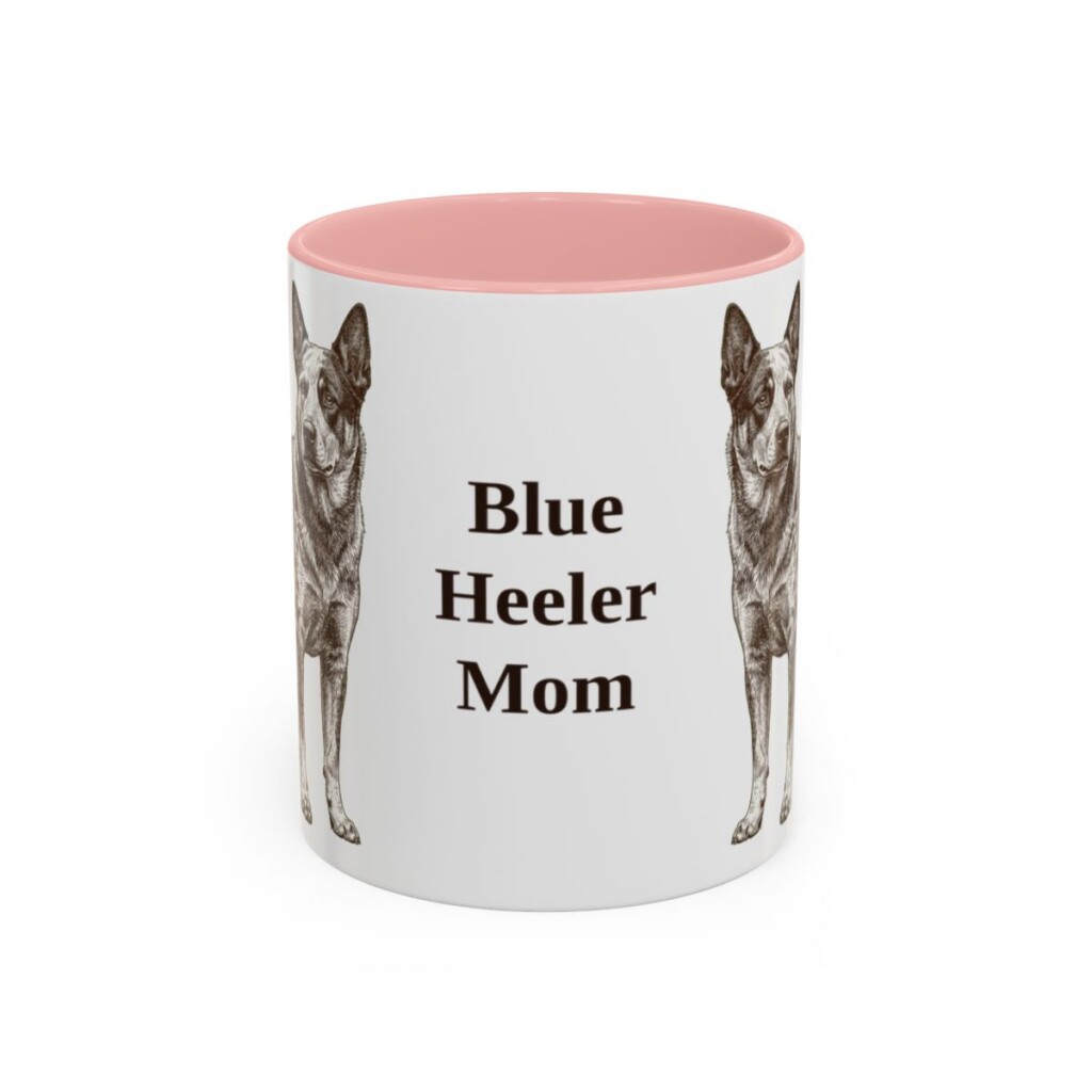 11oz Blue Heeler Dog Mom Mug, Pink, front view
