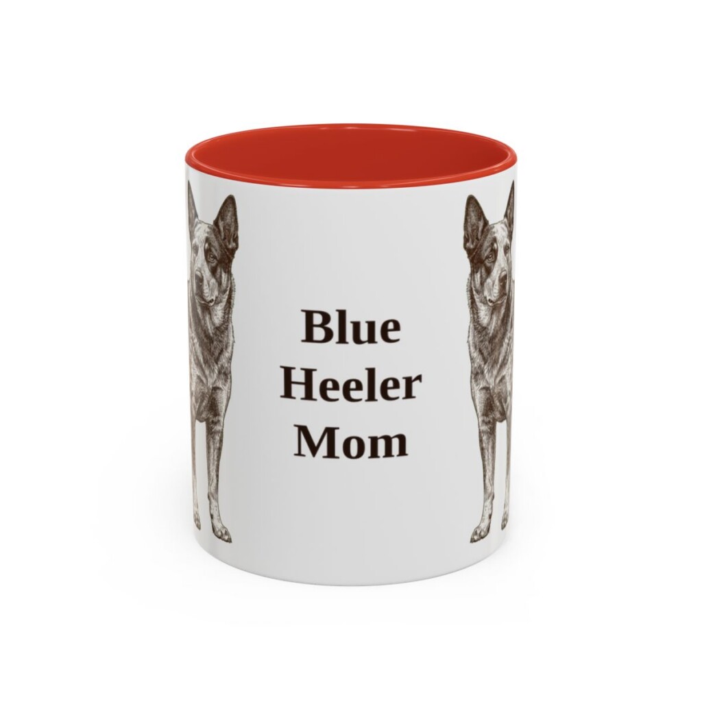 11oz Blue Heeler Dog Mom Mug, Red, front view