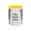 11oz Blue Heeler Dog Mom Mug, Yellow, front view