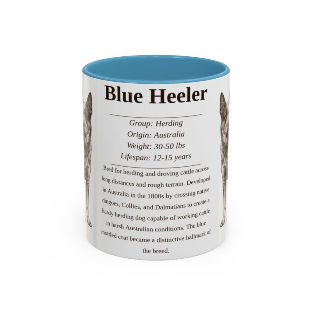 11oz Blue Heeler Mug, Light Blue, front view