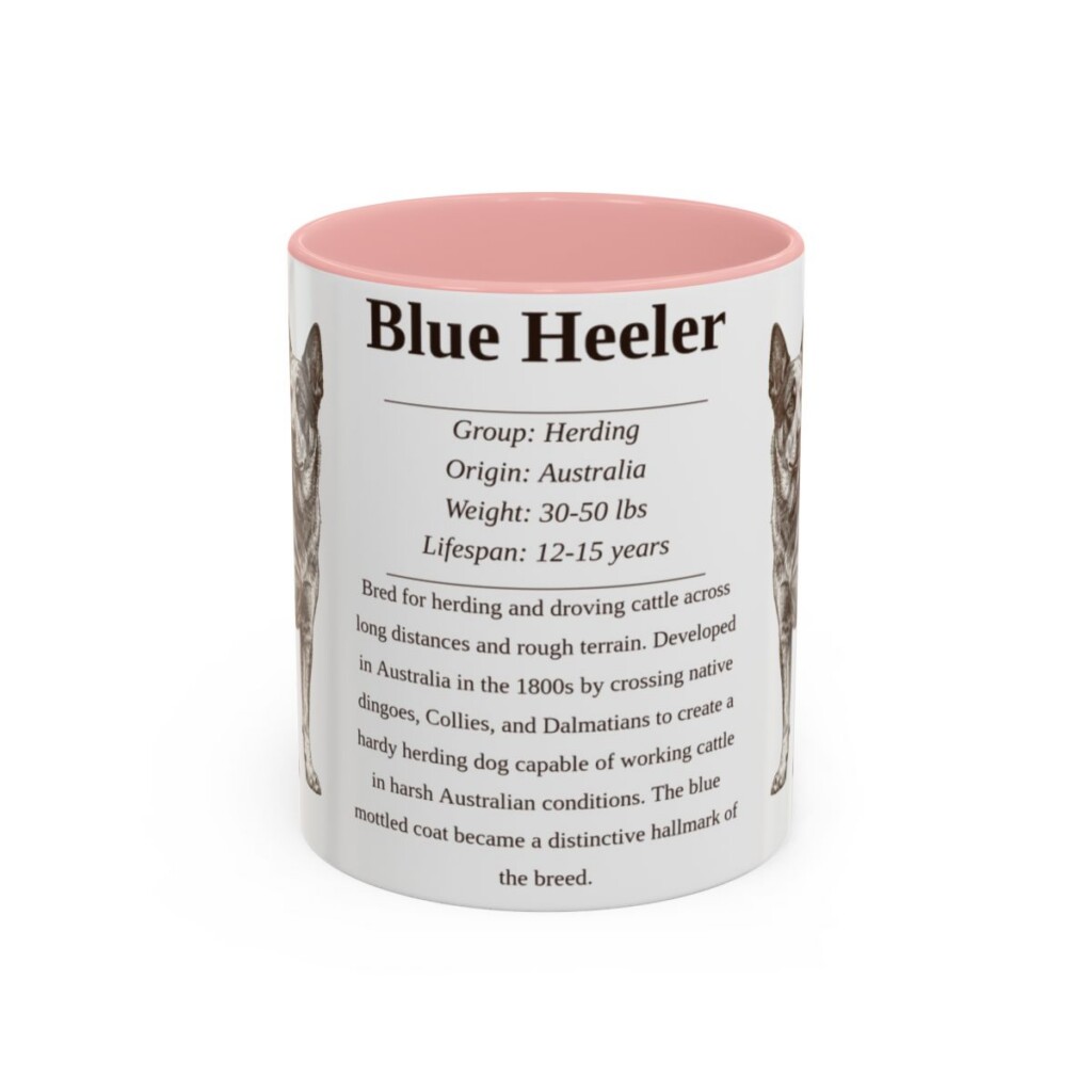 11oz Blue Heeler Mug, Pink, front view