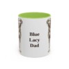 11oz Blue Lacy Dog Dad Mug, Light Green, front view
