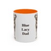 11oz Blue Lacy Dog Dad Mug, Orange, front view