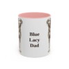 11oz Blue Lacy Dog Dad Mug, Pink, front view