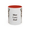 11oz Blue Lacy Dog Dad Mug, Red, front view