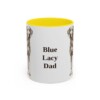 11oz Blue Lacy Dog Dad Mug, Yellow, front view